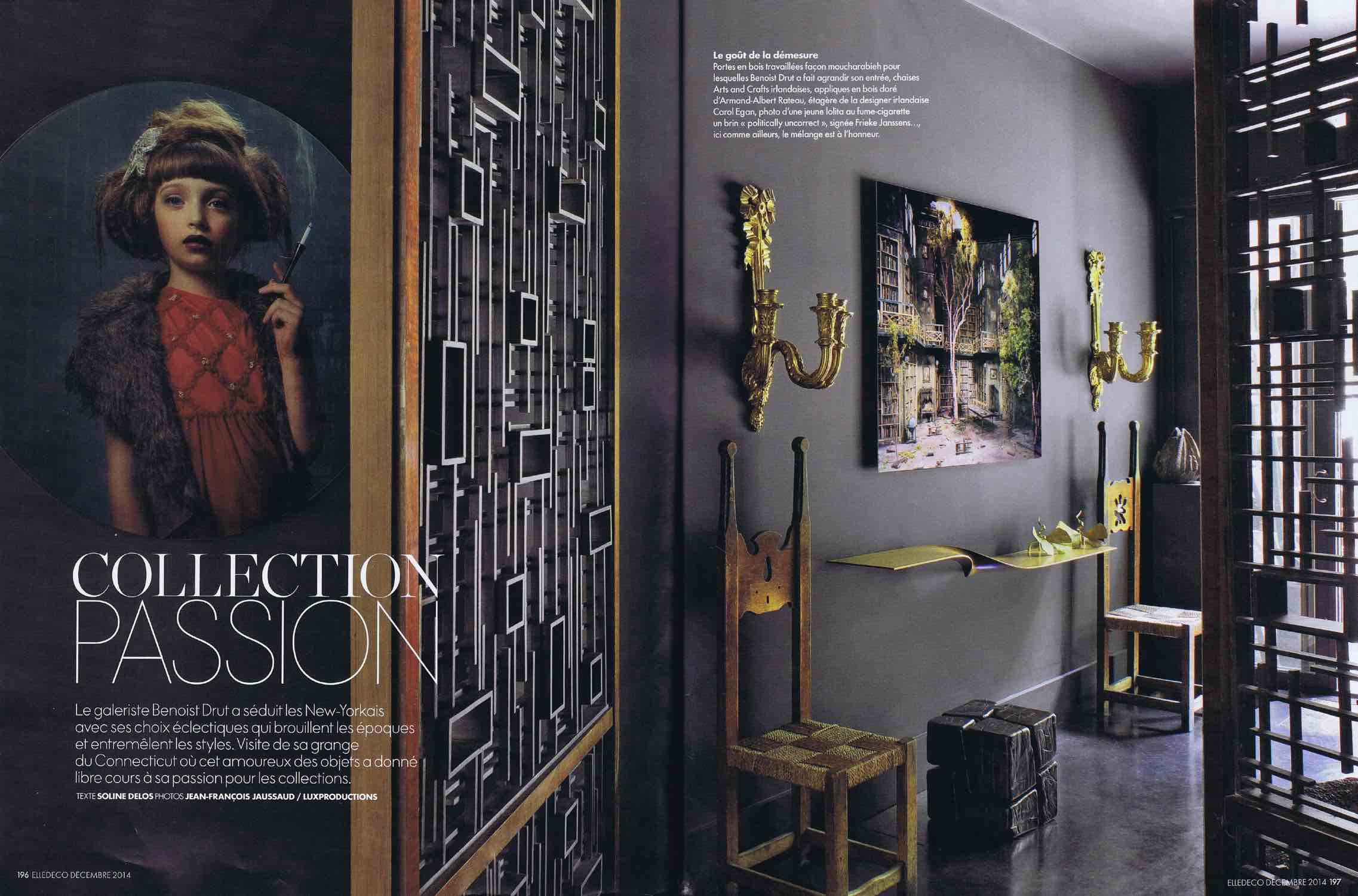A photograph of the CE01 180 Twist Shelf by Carol Egan featured in December 2014 of Elle Décor France.