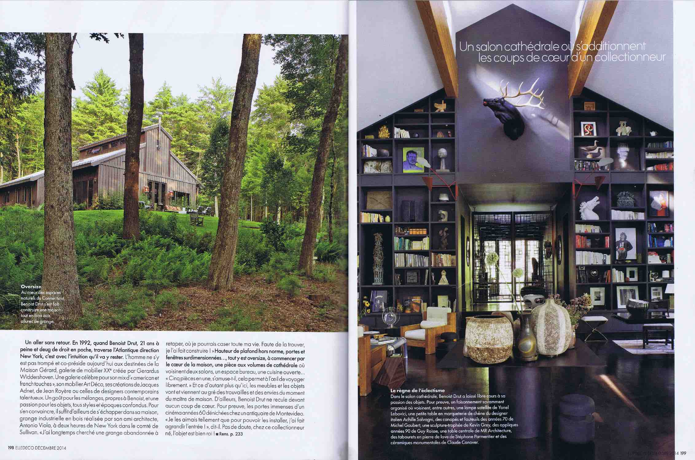 French Elle Décor magazine published on December 2014 featuring an article on Benoist Drut of Maison Gerard with Carol Egans CE06 X Stool, page 199.