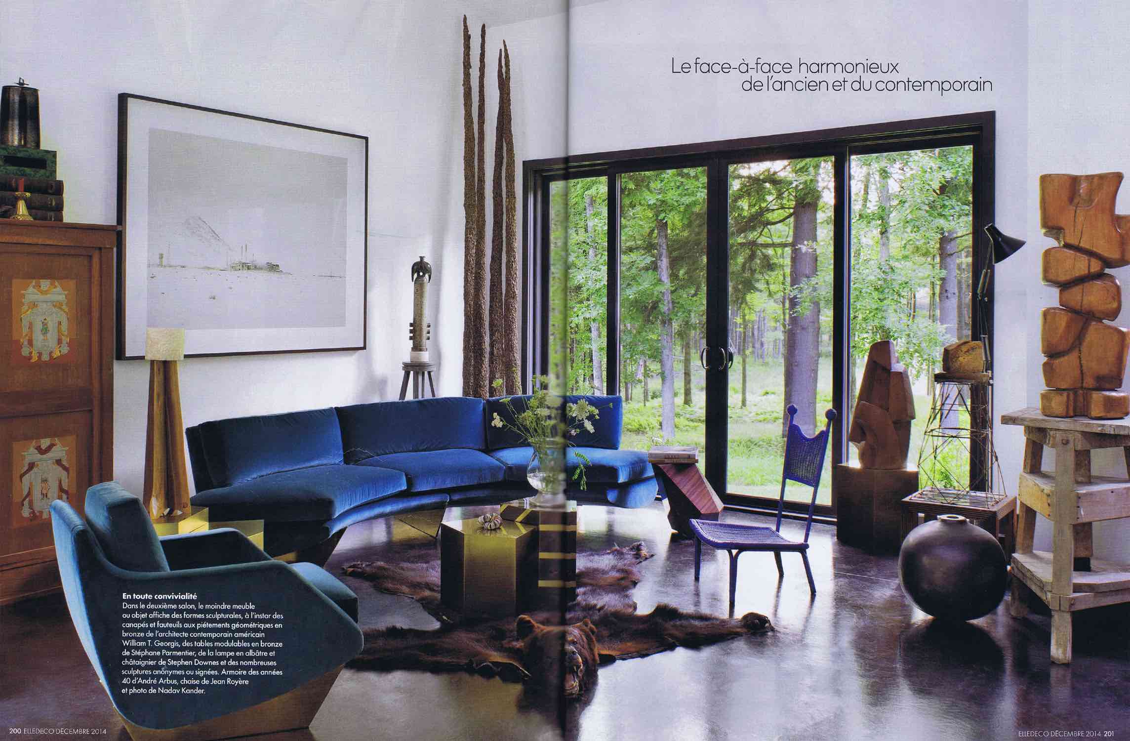 French Elle Décor magazine published on December 2014 featuring an article on Benoist Drut of Maison Gerard with Carol Egans CE06 X Stool, page 199.